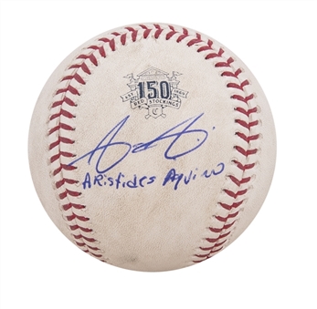 2019 Aristides Aquino Game Used & Signed Baseball from August 10, 2019 vs Chicago Cubs - From Game He Became First Rookie to Hit 3 Home Runs in Three Consecutive Innings (MLB Authenticated & JSA)